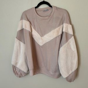 Zara fur detailed crewneck